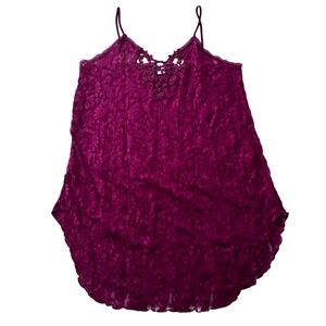 Lace Tank Top Sleeveless Cami Casual Top Purple Tank PLUS SIZE Cinema Etoile